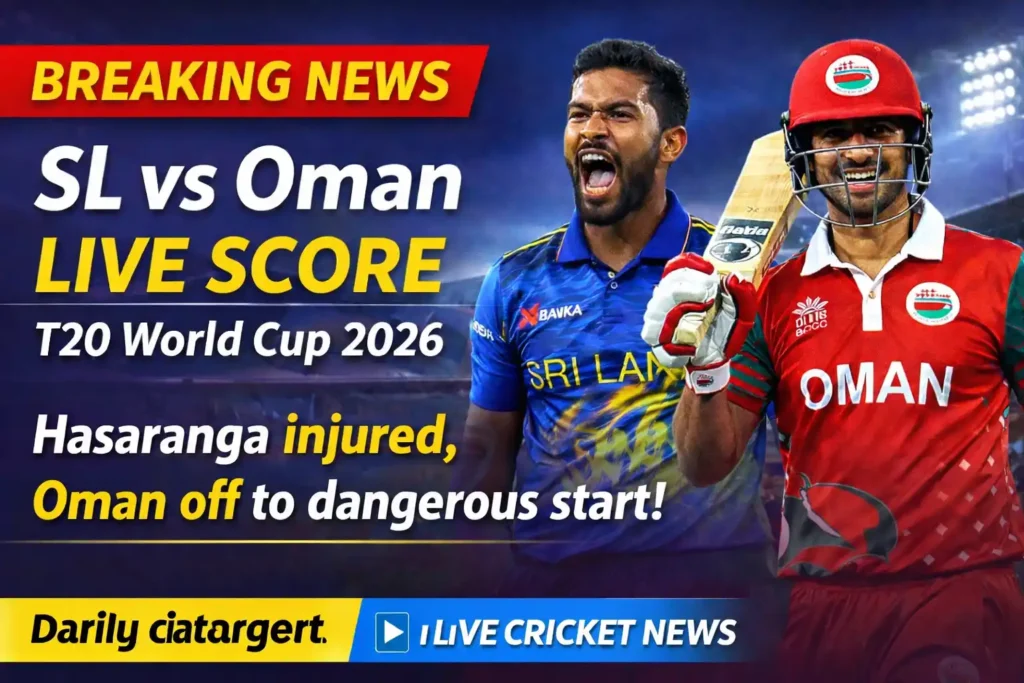 SL vs Oman Live Cricket Score T20 World Cup 2026 match update
