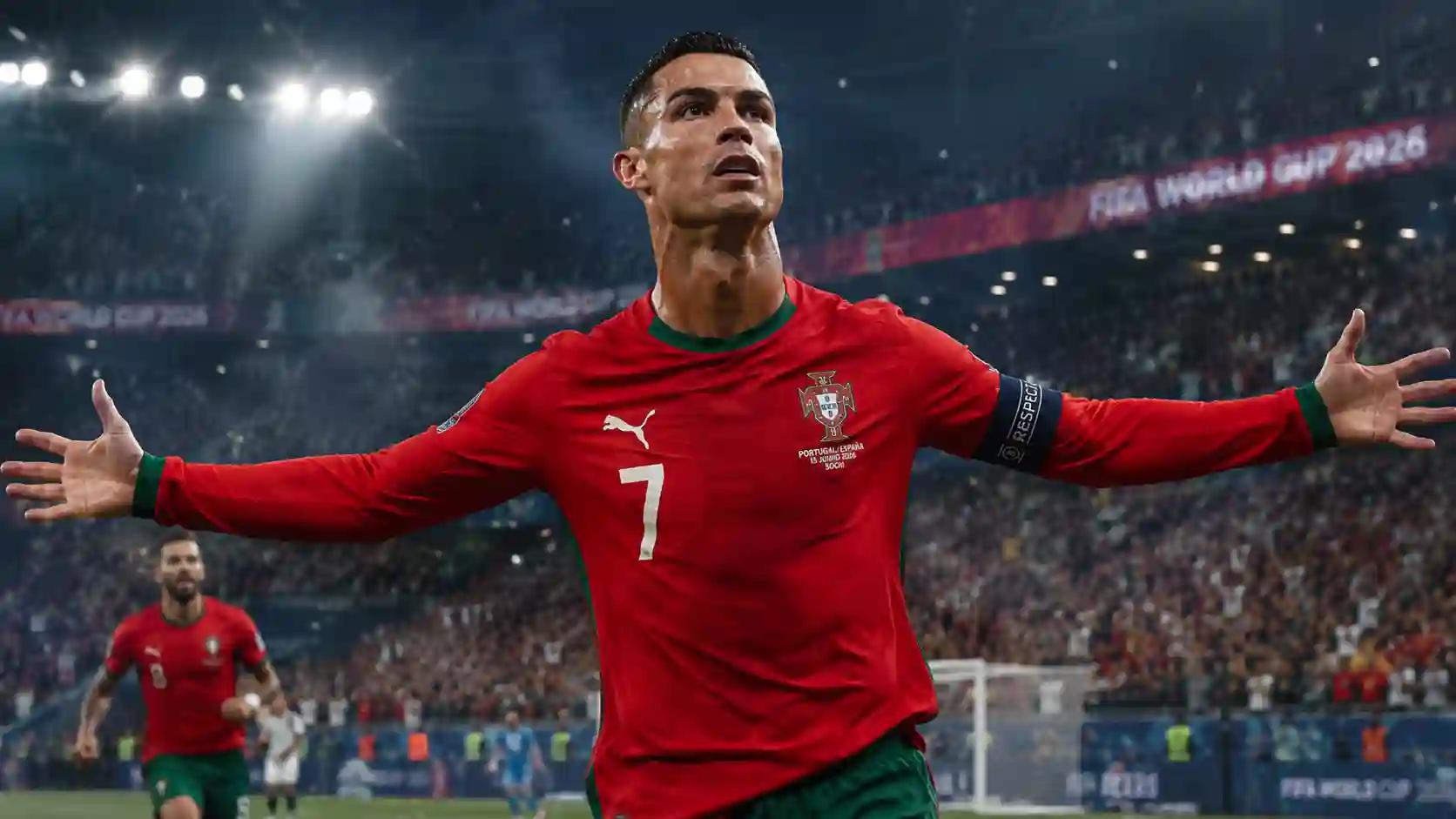 Cristiano Ronaldo Statement in FIFA World Cup 2026 में गोल दागने के बाद पुर्तगाल की जर्सी में आलोचकों को चुप होने का इशारा करते हुए क्रिस्टियानो रोनाल्डो