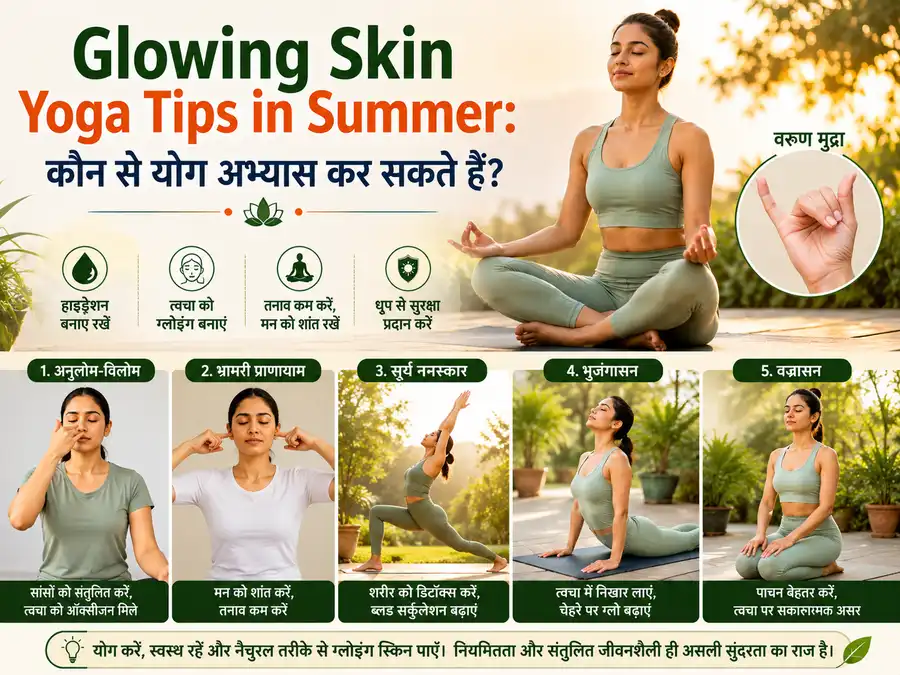 Glowing Skin Yoga Tips in Summer के लिए गर्मियों में किए जाने वाले योग अभ्यास और वरुण मुद्रा