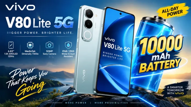 Vivo V80 Lite 5G लॉन्च, 10000mAh बैटरी के साथ दमदार फीचर्स
