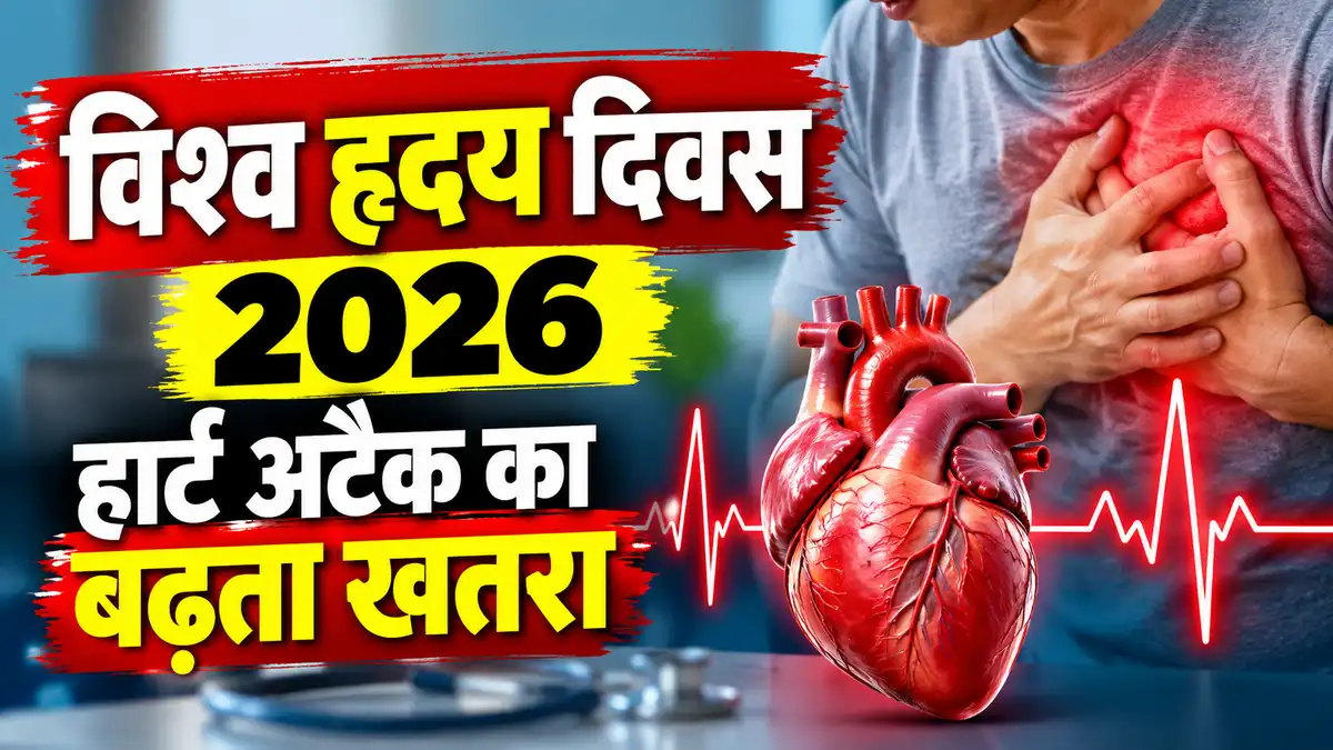विश्व हृदय दिवस 2026 पर हार्ट अटैक और हृदय रोग के बढ़ते खतरे को दर्शाती तस्वीर