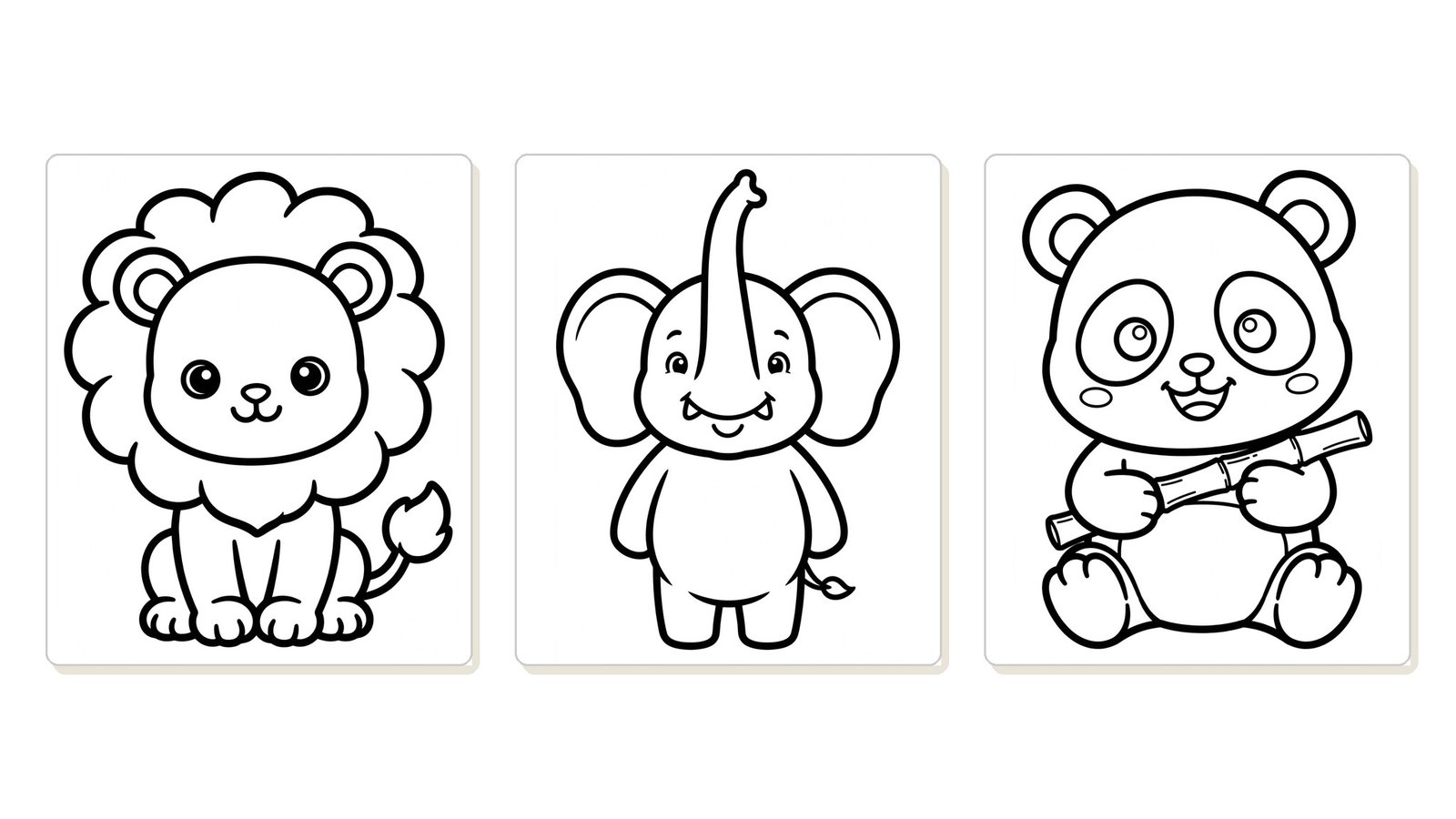 Cute Animals Coloring Book sample coloring pages lion elephant panda