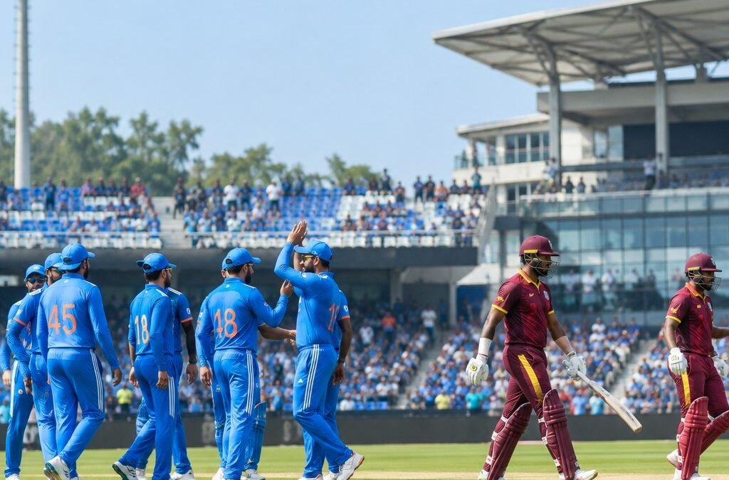 India vs West Indies तीसरे ODI का New Chandigarh क्रिकेट स्टेडियम दृश्य